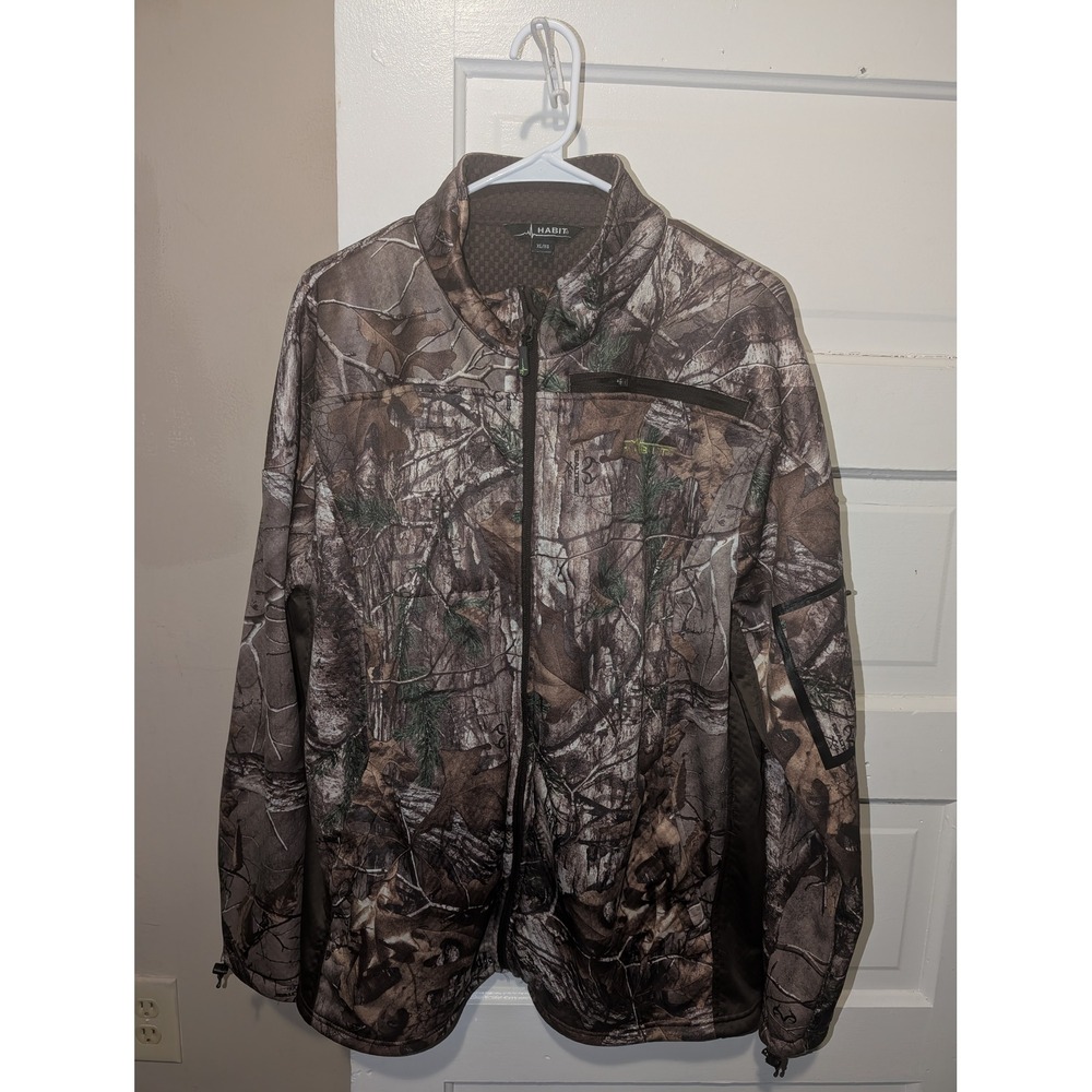 Habit Men XL Realtree Edge Camo Ful Zip Jacket Waffle Fleece Lining Hunting Coat